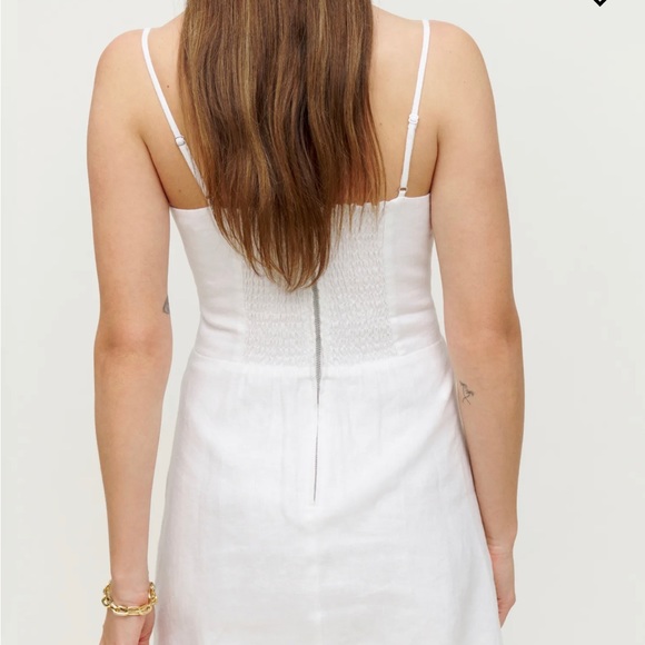 Reformation huckleberry white linen summer dress NWT size 8 - Picture 8 of 15